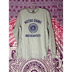 Notre Dame Mathematics Crewneck Sweater Gray Blue Size Medium